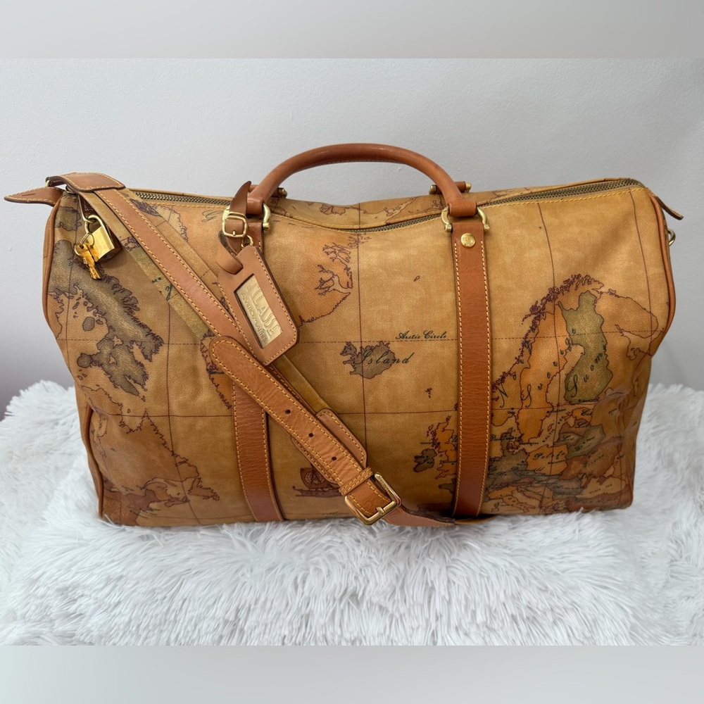 Alviero Martini 1A Classe Travel Geo Map Men’s Duffle Weekender Bag 19” FULL SET